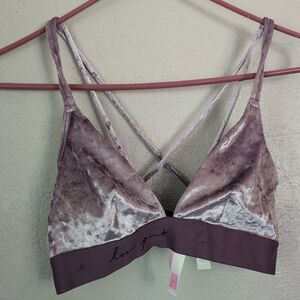 Victoria's Secret Pink S Purple Velvet Bralette Strappy Festival